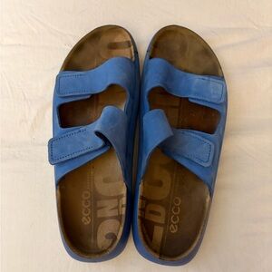 Ecco Vibrant Blue Double-Strap leather Sandals